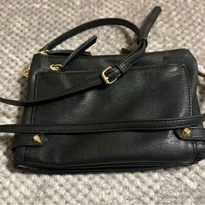 Antik Kraft Black Leather Crossbody Bag